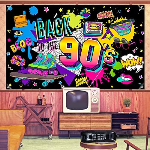 90 של מסיבת קישוטי חזרה לשנות ה -80 שנות ה -90 באנר היפ הופ רקע עם מתנפח רדיו בומבוקס מתנפח