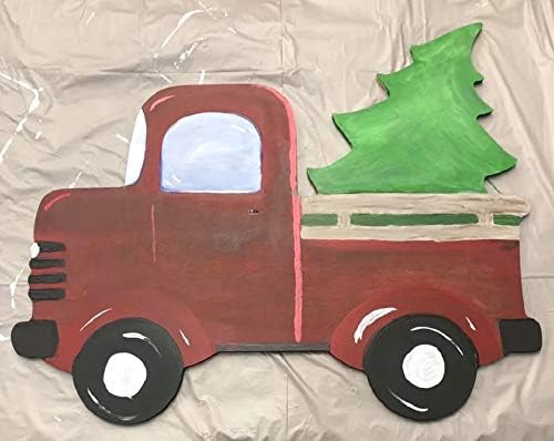 חג המולד משאית מגזרת גמור עץ חג המולד המדינה דלת קולב צורת בד סגנון 1