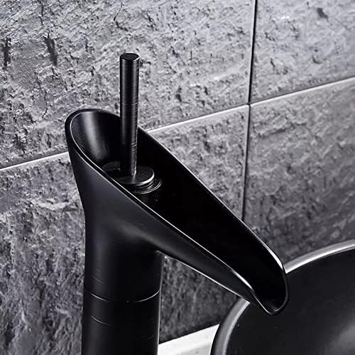 חור יחיד שמן שחור שפשוף פליז מפל סגנון ידית ידית יחיד מנוף כלי אמבטיה כיור כיור ברז מערבל ברז מים