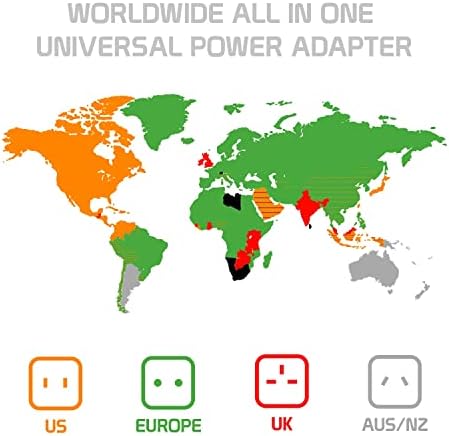 Travel USB פלוס מתאם כוח בינלאומי תואם ל- Alcatel Onetouch Pop 2 עבור כוח ברחבי העולם לשלושה מכשירים