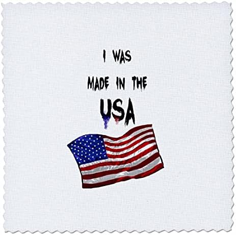 3 טקסט עלה מעל דגל אמריקאי אומר שאני נעשה באמריקה-ריבועי שמיכה