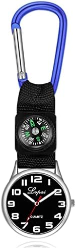 Ganfanren Sport חיצוני שעון כיס קוורץ עם שעון תליון מצפן רצועת ניילון קרבינר מתנות שעון כיס