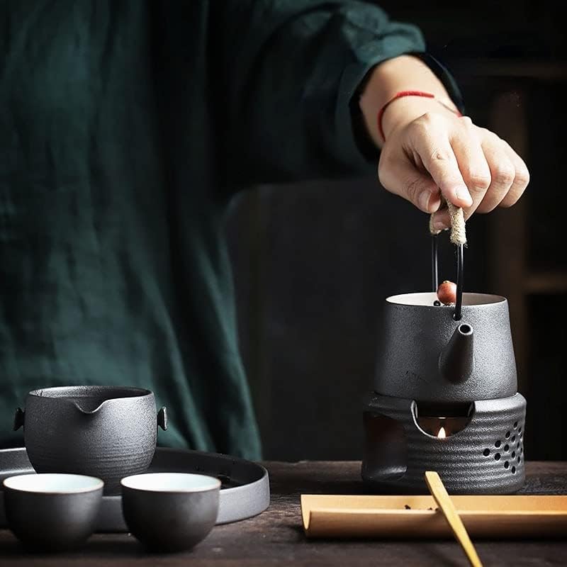 כלי חרס שחורים יפניים קרמיקה קרמיקה נר קומקום חימום תנור חימום תה חימום תה סט תה בידוד תנור תה סט ארוחות