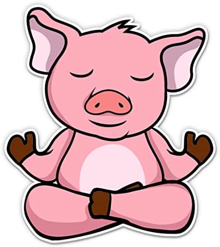 חזיר יוגה נמסטה מדבקה מצחיקה - מדבקת מחשב נייד 3 - ויניל אטום למים לרכב, טלפון, בקבוק מים - מדבקות חזיר
