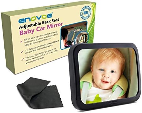 מראה רכב לתינוק Enovoe עם בד ניקוי - מושב אחורי קמור רחב מראה תינוקת נמרצת ומתכווננת - 360 מסתובב