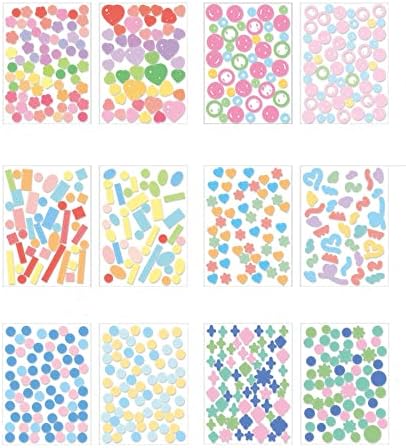12 גיליונות מדבקות סרט צבעוני מדבקות Kawaii Deco עבור כרטיסי ברכה לאמנויות פוטו