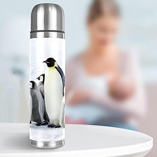 ספל מבודד ואקום נירוסטה, פינגווין חמוד אם פינגווינים קטנים הדפיסו בקבוק מים תרמוס למשקאות חמים