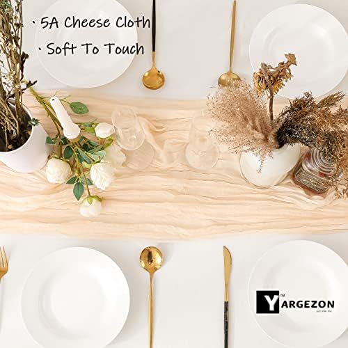 Yargezon 12 Pack 10 ft שמנת רכה שמפניה שמפניה גבינה שולחן שולחן רץ גזה ארוך שולחן רצים ברוק גבינה
