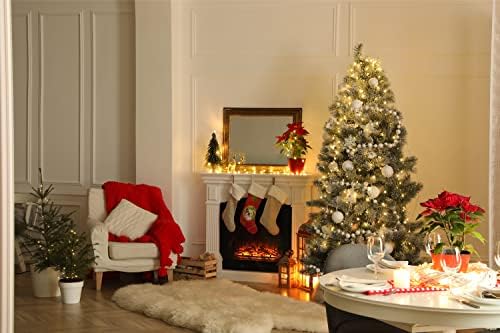 אוצרות קרוליין CK3988CS פתיתי שלג לחג המולד גרב חג המולד באנגלית, אח תלויים גרביים עונת חג המולד עיצוב חג