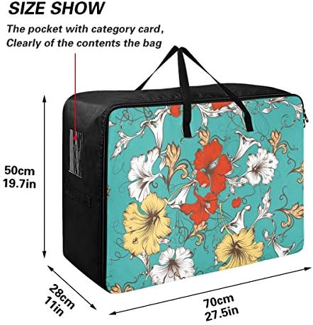 שקית אחסון בגדים לא משולבת לשמיכה - תיק מארגני פרחים גדולים עם קיבולת עם סל רוכסן סל לאחסון קישוט למצעים