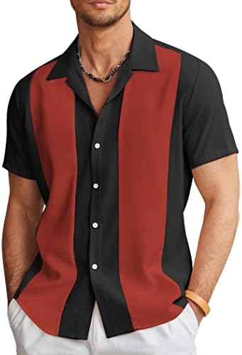 חולצת באולינג וינטג 'של קואופנדי כפתור שרוול קצר במורד הקיץ קובה חולצות חוף