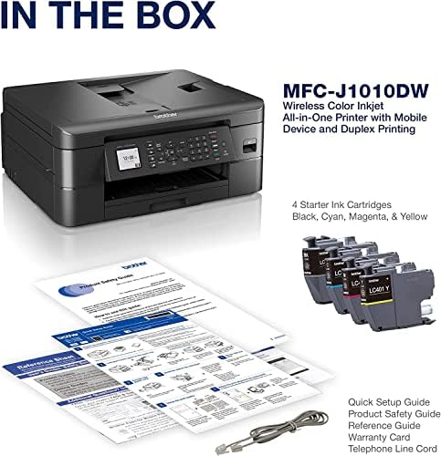 אח MFC-J1010DW צבע אלחוטי צבע אלחוטי מדפסת All-in-One עם מכשיר נייד ודפסת דופלקס, מנוי לרענון וחידוש דאש של אמזון