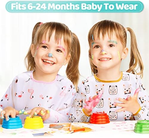 טרפופ 10 אריזות ביקמות שרוול ארוכות לתינוקות חולצה ביב סינר שרוולים אטומים למים לתינוקות אוכלים