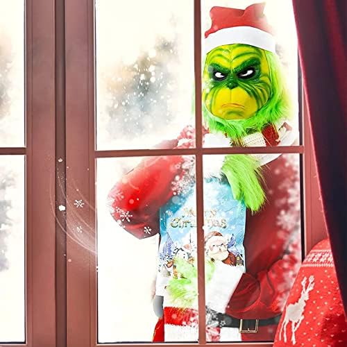 מסכת מפלצת ירוקה של Halford, מסכת תחפושות חמודה לחג המולד, מסכת משחק תפקידים לטקס, חג המולד מסכת פנים