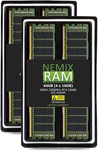 64GB 4X16GB DDR4-3200 PC4-25600 2RX8 RDIMM ECC זיכרון רשום על ידי NEMIX RAM