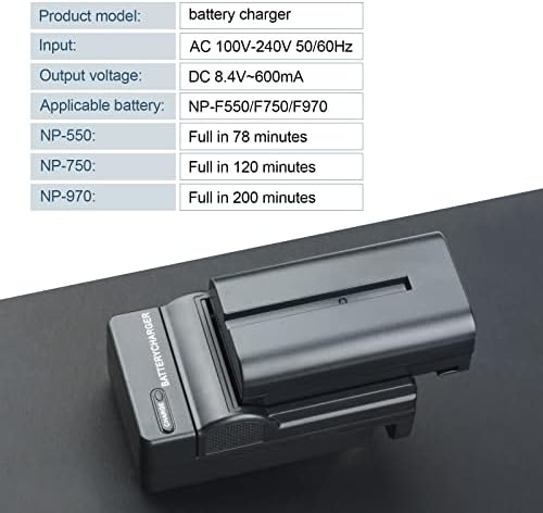 מטען קיר סוללה עבור Sony NP-F970, NP-F960, NP-F950, NP-F930, NP-F770, NP-F750, NP-F570, NP-F550