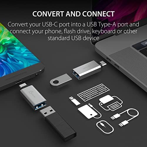 j5create USB Type-A עד HDMI מתאם תצוגה + USB C ל- USB Type-A מתאם