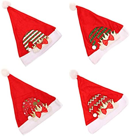 ילדים נזר 4 יחידות רך בפלאש סנטה כובע חג המולד סנטה כובע סנטה קלאוס כובע לחג חדש שנה חגיגי חג ספקי צד זקן כובע