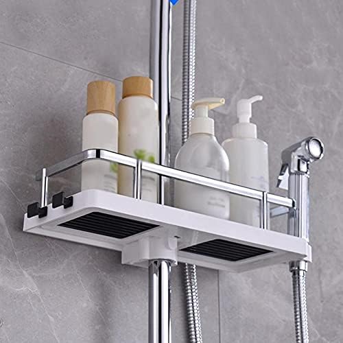 מדף קיר לחדר אמבטיה מדף מתלה מתכוונן מחזיק אחסון מקלחת ניקוז סל לאחסון סל מקלחת