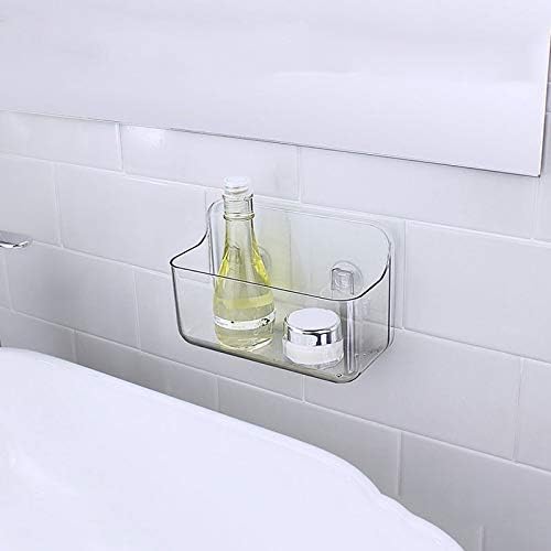 מדף מקלחת WXXGY מפלסטיק אמבטיה צלול ללא קידוח מדפי אחסון מארגן מארגן עם כוס יניקה/קטנה