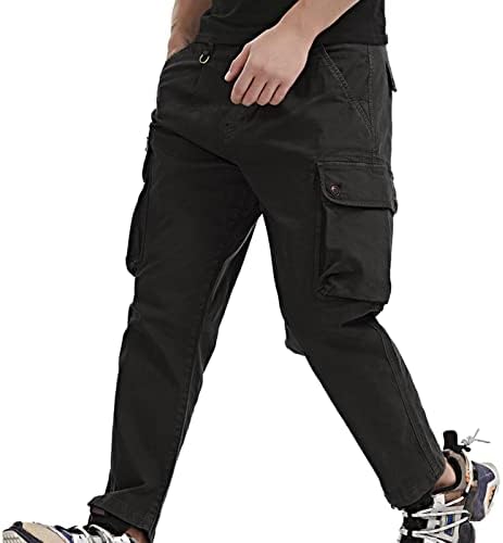 גברים של מכנסיים מטען אופנה טלאי כיס ג ' ינס מכנסיים חיצוני ספורט מכנסיים בתוספת גודל מלא אורך מכנסי טרנינג