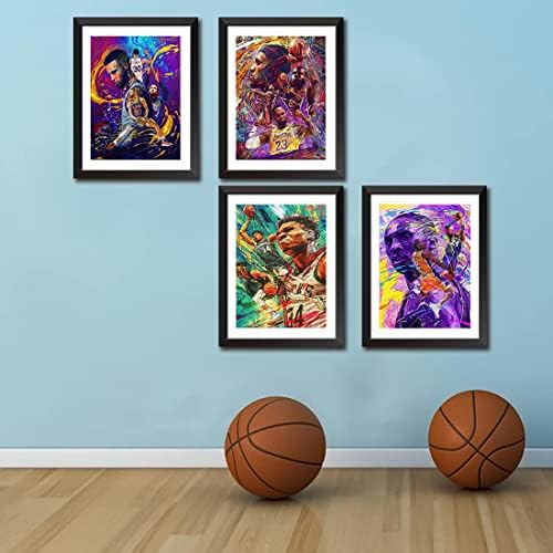 כדורסל כוכב סופר גרפיטי קנבס קיר אמנות מדפיס פוסטרים סטיבן קארי ולברון ג'יימס וג'אניס אנטוקונמפו HD פוסטרים