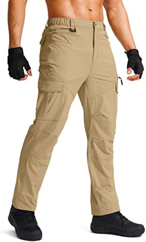 G Ripstop של Grapstop Tactical Tactical מכנסי מטען עם כיס מרובי כיס עמיד למים מכנסי טיול למתיחה לגברים