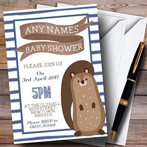 את כרטיס גן חיות כחול פסים סנאי הזמנות תינוק מקלחת הזמנות