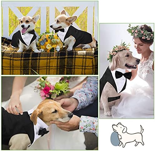 טוקסידו כלבים ובנדנה סט כלבים טוקסידו רשמי חליפת מסיבת חתונה לחתונה חולצה לחתונה לחתונה לתלבושות