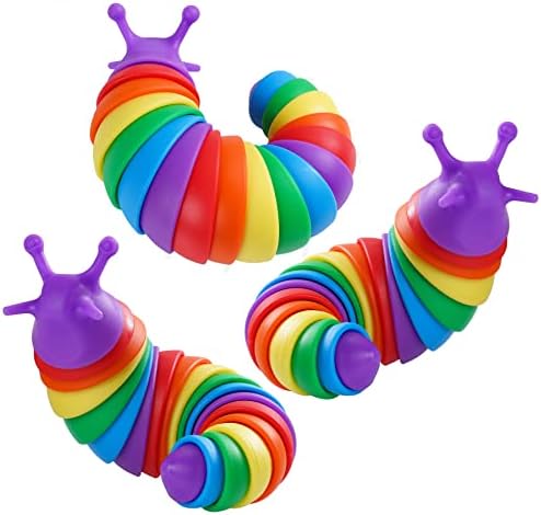 Slug Slug Slug צעצועים 3 יחידות, שבלול מודפס בתלת מימד מודפס רב -צבעוני שבלול מפרק צעצועים מגניבים