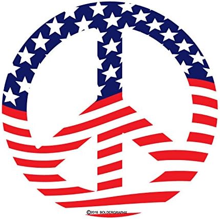 Boldergraphx 2033 מדבקות סמל שלום עם דגל אמריקאי 5 x 3.75