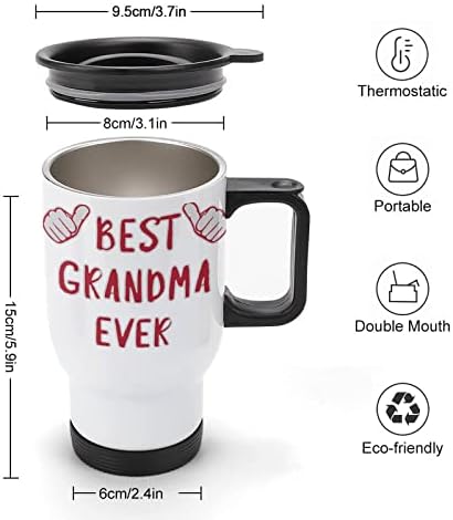 סבתא הטובה ביותר אי פעם ספל קפה ספל נירוסטה כוס מבודד ואקום עם מכסה וידית