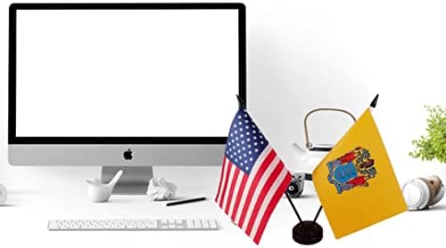 Zigvert America & New Jersey Twin Desk Flag, ארהב דגלים שולחן ניו ג'רזי, 8 x 5 אינץ 'אמריקאי וניו