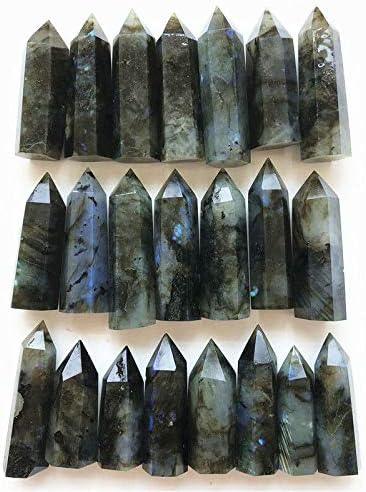 Laaalid xn216 4 pcs 40-60 ממ טבעי Labradorite קוורץ קריסטל שרביט נקודת ריפוי ברזיל קישוט אבנים טבעיות ומינרלים