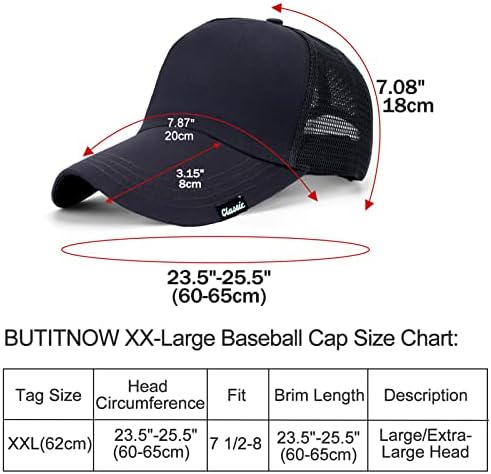 גודל גדול של כובע הבייסבול הגבוה של הכתר הגבוה של XXL כובעי משאיות רשת גדולים - כובע ראש גדול -