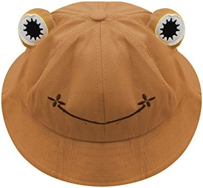 Rarityus Unisex דלי צפרדע חמוד כובע שמש מצחיק קיץ מצחיק דייג כותנה כותנה לנשים גברים מבוגרים ילדים נוער
