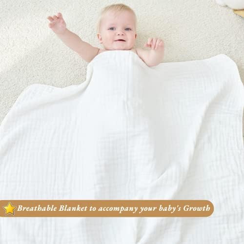 Hardnok Muslin Baby שמיכה 6 שכבות כותנה טהורה מקבלת שמיכות, שמיכות נושמות וקלות, סופר רכות רב-מיוזי-שימושיות
