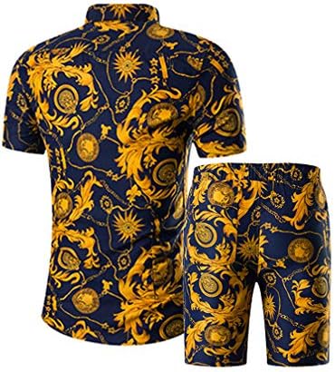 חליפות גלישה של גברים קטנים בגברים של גברים חליפת הזיעה בהוואי פרחונית חולצה שרוול קצר ומכנסיים קצרים מכנסיים