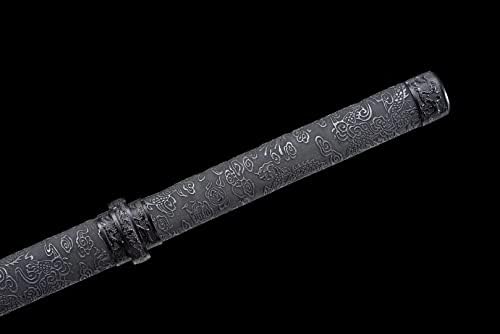 דרקון שחור נינג'ה כחול אדום דמשק מקופל פלדה מקופלת חרב סמוראי יפנית סכין חדה קטנה ישרה