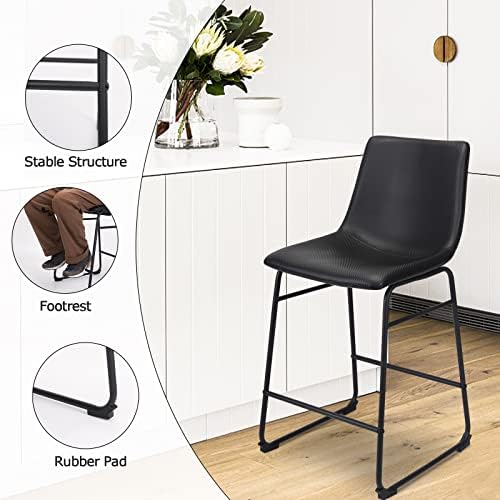 כסאות בר ארגודיזיין סט של שרפרף בר בגודל 2, 26 אינץ ' עם גב, כיסא בר סיבי פחמן עם רגלי מתכת