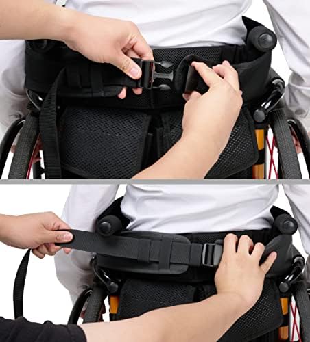 לנשימה כבד החובה כיסא גלגלים תמיכה ובטיחות חגורה עם כרטיס ארגונית, כפול רצועת התאמת רחב סקוטש סגירה