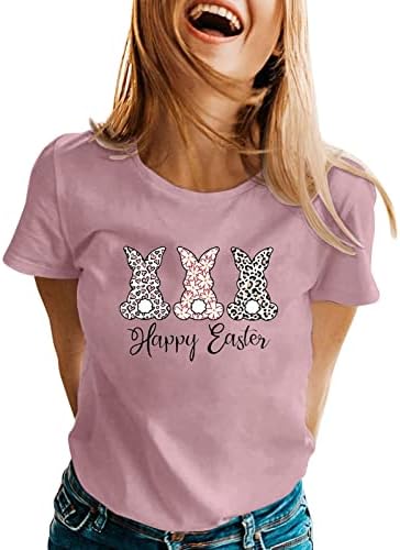 צמרות אימון לנשים ארנב ארנב חולצות פסחא גרפיות שרוול קצר חולצות טריקו צוואר עגול קלאסי צמרות