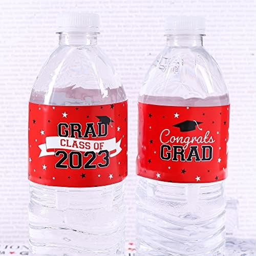 מסיבת סיום תוויות בקבוקי מים כיתה של 2023 - עטיפות אטומות למים בקבוק מים - 24 מדבקות - ציוד למסיבות