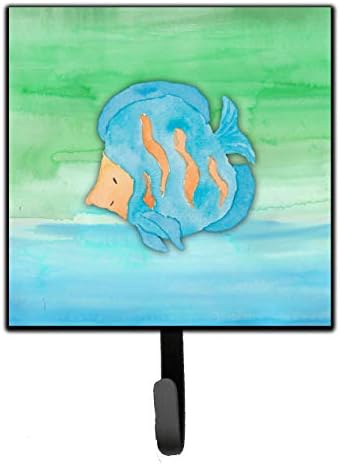 אוצרות קרוליין BB7419SH4 דגים כחולים בצבעי מים בצבעי מים או מחזיק מפתח, ווים קיר, מחזיק ווים מפתח, קיר מעיל קיר,