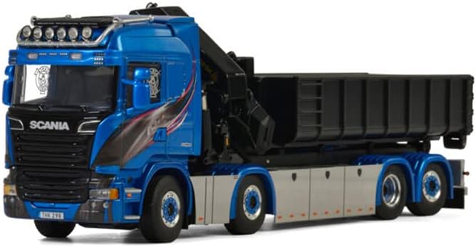 עבור WSI עבור Scania Streamline Highline 8x2 TAG Axle Palfinger 7400.2 + מיכל הרמה וו 15m3 Blue Shine 1/50 משאית