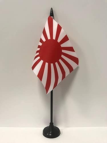דגל AZ יפן יפן מלחמת העולם השנייה דגל 4 '' x 6 '' - דגל שולחן יפני קיסרי 15 x 10 סמ - מקל פלסטיק שחור ובסיס