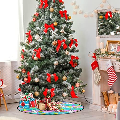 מחצלת עץ חג המולד Visesunny דפוס חלק חלק עם לאמה על צבע בהיר עץ עץ מעמד מחצלת מגן רצפה סופג עץ מעמד מחצלת מגש