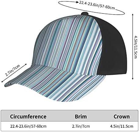 פסים אנכיים מודפס בייסבול כובע, מתכוונן אבא כובע, מתאים לכל מזג האוויר ריצה ופעילויות חוצות שחור