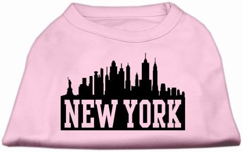קו הרקיע של ניו יורק חולצת הדפסת מסך בהיר ורוד xxl