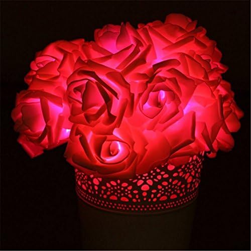 אורות מיתרים של פיות מלאות אורות פרחי ורד אדומים 20 סוללת LED מופעלת אורות מיתר מקורה מתנה רומנטית מתנה